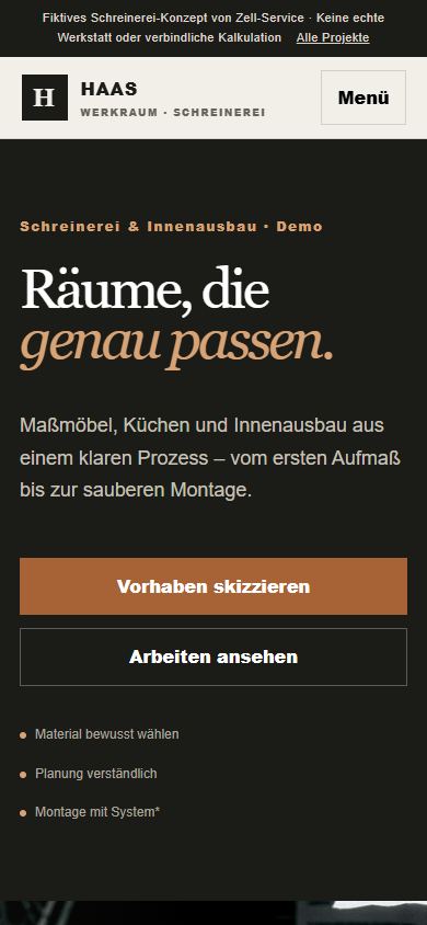 Mobile Darstellung von Haas Werkraum